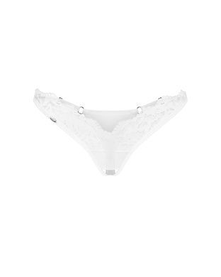Кружевные трусики-стринги с открытым доступом Obsessive Arrowel 2XL/3XL белые