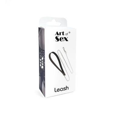 Повідець на ланцюжку із натуральної шкіри Art of Sex чорний SO6797 фото