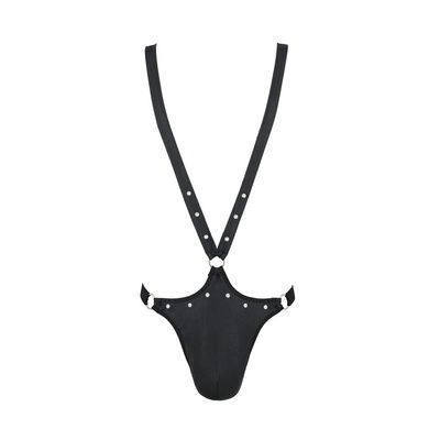 Мужское боди с люверсами Passion 028 HARRY XXL/XXXL Black, экокожа, на лямках