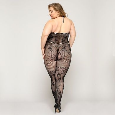 Кружевной бодистокинг JSY &laquo;Горячая Хейли&raquo; Plus Size, Black, халтер, имитация чулков, открытый доступ