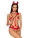 Еротичний костюм чортика зі стреп Obsessive Evilia teddy red S/M, боді, чокер, накладки на соски, об