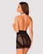 Полупрозрачный пеньюар с открытой грудью Obsessive Lacrisia chemise M/L, черная, с чокером