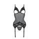 Корсет із підв&rsquo;язками та ажурним ліфом Passion CHRISTA CORSET XXL/XXXL, black, стрінги в комплекті