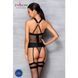 Сетчатый комплект корсет с халтером, съемные подвязки и трусики Passion AMANDA CORSET L/XL, black
