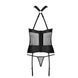 Сетчатый комплект корсет с халтером, съемные подвязки и трусики Passion AMANDA CORSET L/XL, black