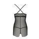 Прозрачный приталенный пеньюар Passion QUENTRIS CHEMISE S/M, black, трусики