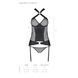 Сетчатый комплект корсет с халтером, съемные подвязки и трусики Passion AMANDA CORSET L/XL, black