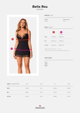 Пеньюар та трусики Obsessive Bella Rou chemise & thong XL/2X