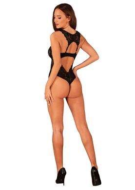 Кружевное боди Obsessive Donna Dream crotchless teddy M/L Black, открытый доступ