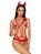 Эротический костюм чертика из стреп Obsessive Evilia teddy red L/XL, боди, чокер, накладки на соски,