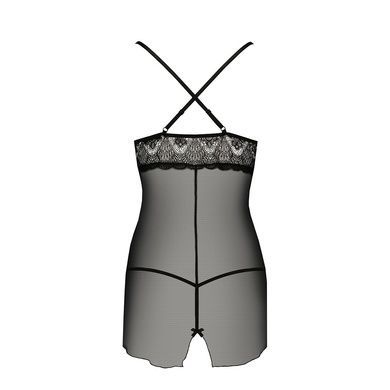 Прозрачный пеньюар приталенный Passion QUENTRIS CHEMISE XXL/XXXL, black, трусики