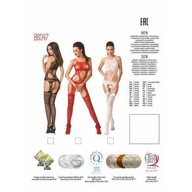 Бодистокинг Passion BS047 red, комбинезон, имитация топа, чулок и пояса S/M/L