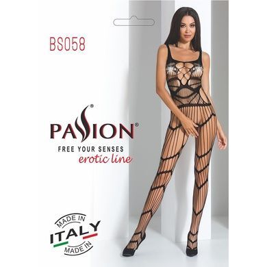 Бодистокинг Passion BS058 black, комбинезон, очень воздушный S/M/L