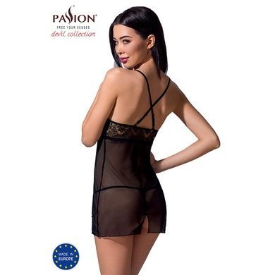 Прозрачный пеньюар приталенный Passion QUENTRIS CHEMISE XXL/XXXL, black, трусики