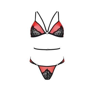 Комплект белья Passion PEONIA SET S/M red, бра, трусики
