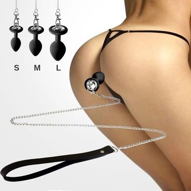 Анальна пробка Art of Sex Metal Anal Plug M з повідцем Black SO6180 фото