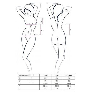Корсет з пажами Passion KATRISS CORSET S/M, black, трусики, шнурівка