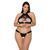 Комплект из экокожи Passion MALWIA SET with Open Bra 4XL/5XL black, топ и трусики с люверсами