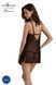 Пеньюар Passion DROSERA CHEMISE black, XXL/XXXL, кружевной лиф со стрепами, трусики в комплекте