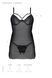 Пеньюар Passion DROSERA CHEMISE black, XXL/XXXL, кружевной лиф со стрепами, трусики в комплекте