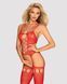 (SALE) Бодістокінг Obsessive Bodystocking G313 S/M/L red, шнурівка, геометричний декор