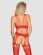 (SALE) Бодістокінг Obsessive Bodystocking G313 S/M/L red, шнурівка, геометричний декор