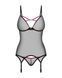 Корсет Obsessive Novenes corset & thong, XS/S, прозорий, відкрита спина, стрінги в комплекті