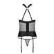Сетчатый комплект корсет с халтером, съемные подвязки и трусики Passion AMANDA CORSET S/M, black
