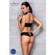 Комплект з еко-шкіри Passion NANACY BIKINI XXL/XXXL, black, бра та трусики з імітацією шнурівки