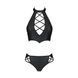 Комплект з еко-шкіри Passion NANACY BIKINI XXL/XXXL, black, бра та трусики з імітацією шнурівки