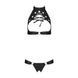 Комплект из экокожи Passion MALWIA SET with Open Bra 4XL/5XL black, топ и трусики с люверсами