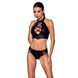 Комплект з еко-шкіри Passion NANACY BIKINI XXL/XXXL, black, бра та трусики з імітацією шнурівки