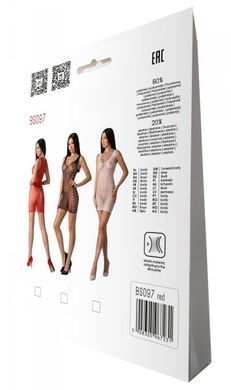 Мини-платье с вертикальным узором Passion BS097 One Size, red, плетение по бокам