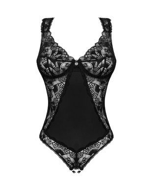 Кружевное боди Obsessive Donna Dream crotchless teddy XL/2XL Black, открытый доступ