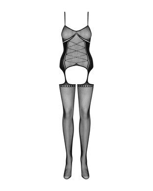 Бодистокинг Obsessive Bodystocking G314 S/M/L, имитация корсета и корсетной шнуровки