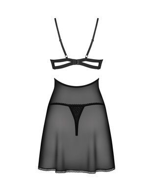 Бебі-дол Obsessive Nutris babydoll & thong M/L чорний