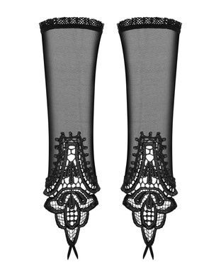 Сітчасті мітенки з мереживом Obsessive Luiza mittens One size, чорні