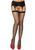 Панчохи-сітка зі швом Leg Avenue Fishnet thigh highs with bow One sice Black, декор: бантики, стрази