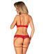 Комплект Obsessive Ingridia 2-pcs crotchless set M/L, красный, с доступом, открытая грудь