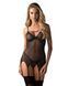 Корсет Obsessive Novenes corset & thong, M/L, прозрачный, открытая спина, стринги в комплекте