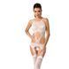 Бодістокінг Passion BS047 white, комбінезон, імітація топа, панчіх і пояса S/M/L