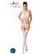 Бодістокінг Passion BS047 white, комбінезон, імітація топа, панчіх і пояса S/M/L