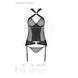 Сетчатый комплект корсет с халтером, съемные подвязки и трусики Passion AMANDA CORSET 2XL/3XL black