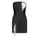 Мини платье из экокожи Passion CELINE CHEMISE 4XL/5XL, black, шнуровка, трусики в комплекте