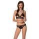 Комплект із бралету з ажурним ліфом та відкритими трусиками Passion CHRISTA SET Open Bra S/M black