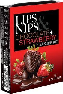 Подарунковий набір Sensuva Lips & Nips Pleasure Kit - Chocolate Strawberry 2 x 4г SX2597 фото