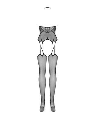 Бодистокинг Obsessive Bodystocking G316 S/M/L, цветочный декор, скрещенные подвязки