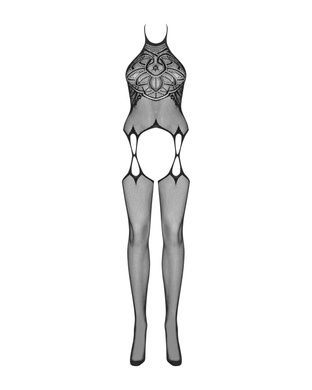 Бодистокинг Obsessive Bodystocking G316 S/M/L, цветочный декор, скрещенные подвязки