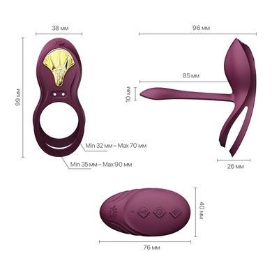 Смарт-ерекційне кільце Zalo BAYEK Velvet Purple SO6645 фото