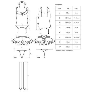 Эротический костюм горничной с юбкой Obsessive Housemaid 5 pcs costume S/M, black, топ, юбка, стринг